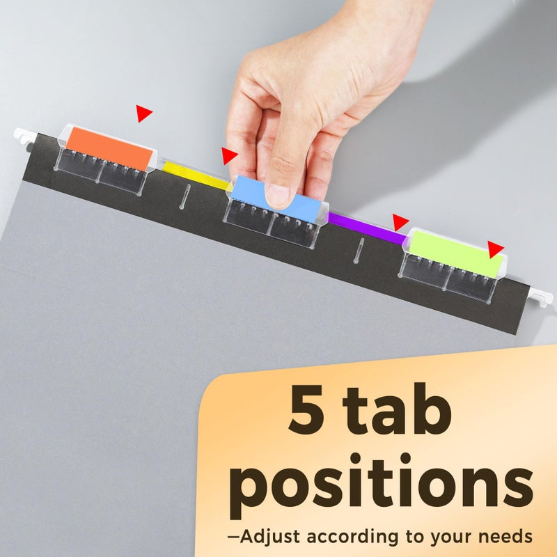 ساني مجلدات ملفات معلقة من SUNEE، لون أسود، عبوة من 25 مجلدًا بحجم الرسائل مع علامات تبويب مقطوعة بمقدار 1/5، حافظ على تنظيم ملفاتك ومستنداتك الكبيرة في المنزل والمكتب - Image 2